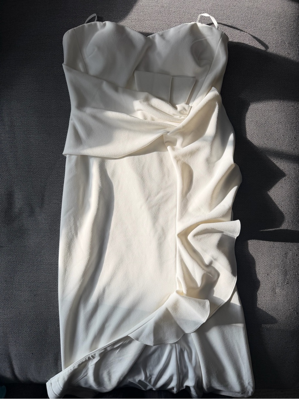 Ina Ivory Strapless Ruffled Sheath Dress